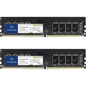 타임텍 프리미엄 32GB KIT(2x16GB) DDR4 2400MHz PC4-19200 비-ECC 언버퍼링 1.2V CL17 2Rx8 듀얼 랭크 288 핀 UDIMM 데스크탑 PC 컴퓨터 메모리 RAM 업그레이드(32GB KIT(2x16GB))