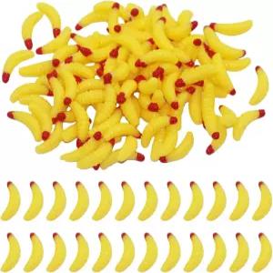 200개의 사실적인 부드러운 플라스틱 미끼 인공 빵 벌레 가짜 구더기 붉은 생선과 농어의 미끼에