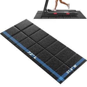 CIHI 접이식 고무 러닝머신 매트 - 가정용 피트니스용 워킹 패드 매트 - 높은 복원력을 갖춘 자전거 짐 매트, 미끄럼 방지 텍스처가 있는 바닥 보호대, 청소하기 쉽습니다