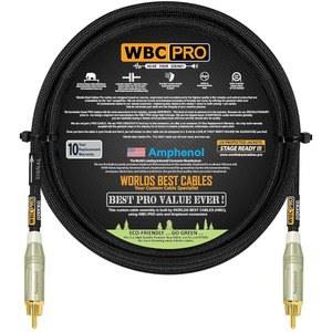 4피트 - WBC-PRO-쿼드 울트라 사일런트, 유연성, 스타쿼드 도금 골드 암페놀 센터 다이캐스트가 재킷 있는 및 u2013 블랙 채널, 서브우퍼 커넥터 트위드 디자인 방향성 RCA 케이블, ACPR-SWH