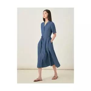 매장정품 빈폴 BEANPOLE LADIES 데님 반소매 셔츠 원피스 블루 (BF5771C06P) BF5771C06P 655045