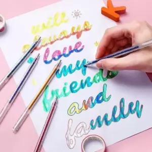 글리터 반짝이 볼펜 8색 세트 다꾸 데코펜 메탈릭 컬러 펜 다이어리 꾸미기