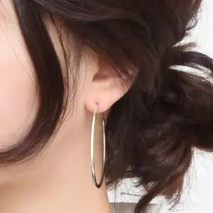 데일리귀걸이 92.5 실버 파이프 후프 링 은 귀걸이 50mm