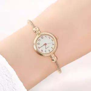 와이어 뱅글 여성 손목시계 로즈골드 숫자 여성시계