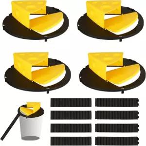 4PCS 마우스 트랩 버킷 5갤런 뚜껑 재사용 가능 물림 방지 실내외용 자동 리셋 쥐 휴먼