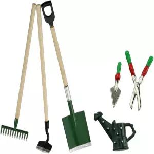 6개 1 12 미니어처 인형의 집 정원 도구 삽 물주기 캔 미니 작업 액세서리 [FDXGYH]