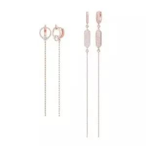 진주귀걸이 Gold-pin 로즈골드 롱 드롭 큐빅 이어링 귀걸이 14K