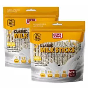 슈퍼킹 밀크스틱M 60P 그레인프리 소가죽 애견껌 간식