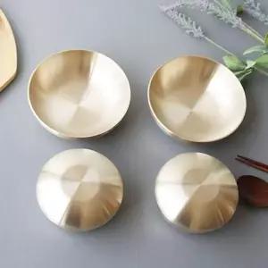 [골드스마일]전통 방짜유기 공기 대접 2인세트 뚜껑 무지 놋그릇 2인놋그릇세트