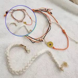 쌍문상회 행운 부적 재물운 해바라기 끈 발찌 3종세트