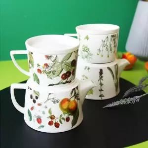 리프 도자기 티포원 1P 티포트 뚜껑 머그컵 티타임 커피잔받침