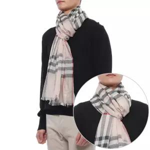 (버버리) 26SS 남성 체크 울 실크 머플러 8078782 STONE CHECK M 26S