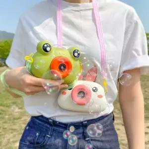 [1개+1개] 카메라 비눗방울 어린이 자동 버블 건 비눗방울 총 장난감 [스트랩+용액]