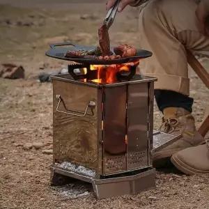 접이식 사각난로 미니 화목난로 특대형 휴대용 화로대 불멍 캠핑 요리