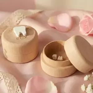 천연 나무 유아 치아 보관통 탯줄함 성장기록 추억 보존 출산 돌선물 원형 뚜껑