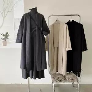 따뜻한겨울코디룩 여성니트 여성 겨울 니트 3종 세트 가디건 롱스커트 목폴라 스커트