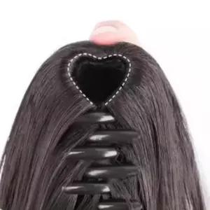 부분 묶음 가발 집게형 스트레이트 머리 스타일링 포니테일