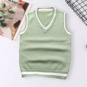 남녀공용 라이트그린 브이넥 니트조끼  학생복