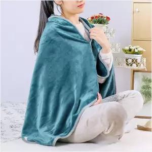 똑딱이단추 극세사 망토 담요 70X130CM 블루그린 어깨담요 무릎담요 소파덮개 사무실담요