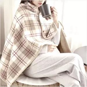 빅 블랭킷 똑딱이단추 망토 담요 100X140CM 브라운 레드 극세사담요 무릎담요 차량담요 캠핑이불