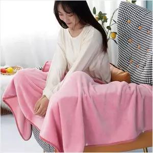 똑딱이단추 극세사 망토 담요 100X150CM 핑크 무릎담요 캠핑담요 차박 겨울