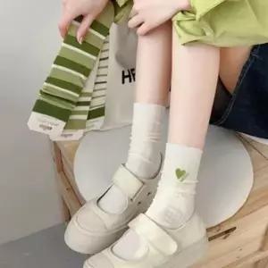 학생 중목 패션 5개 긴 그린 양말 여성 세트