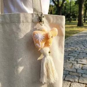 태국 핸드메이드 패브릭 코끼리 키링