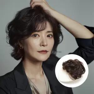 파마 염색 다 되는 가벼운 100% 인모 여자 정수리 부분가발 모양 에어 볼륨 똑딱가발