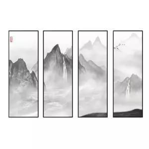 거실 산수화 장식 배경 유화 침실 블랙 대형 동양화