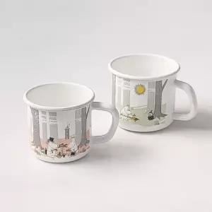 에지리 캠핑 선물용 무민 머그컵 포레스트 법랑 핑크 400ml 1P