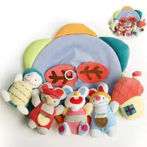 봉제모빌 토끼와거북이 신생아 컬러모빌 봉제인형 딸랑이