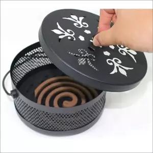 (선택사항 모기향거치대 블랙2개)원형 모기향 거치대 2p1+1 블랙 연소기 캠핑장 엔틱 인테리어