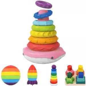 T 오즈토이 고래 오뚝이 링쌓기 분홍 xqs2067a-2 18개월 신생아 터미타임 장난감 선물/유아/탑/쌓기/터미