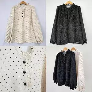 위쉬몰 LY 땡땡이비키벨벳블라우스(T529H412) 빅사이즈 (28557902A)