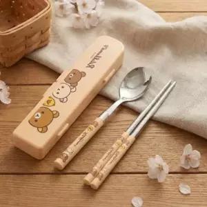 ( )코리락쿠마 해피 뉴슬림 수저케이스 캐릭터 수저 세트 휴대용 도시락 수저통