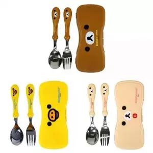 ( )숟가락 세트 세트 어린이 도시락 포크 식기 케이스 랜덤 수저통 캐릭터