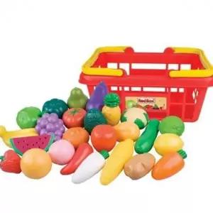 아동 음식 어린이 용품 플라스틱 소꿉 장난감 역할 놀이 야채 과일 유아 주방 모형 놀이 바구니