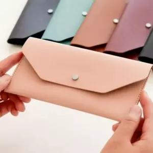 가죽 용돈 지갑 가죽 장지갑 세뱃돈 상품권 봉투 지폐 직사각형 남녀공용 데일리 단추 명절 카드 클립 수납