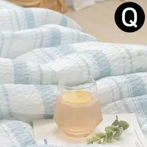 ( )해피니 샤브레 여름 간절기 이불 퀸 블루 사계절 따뜻한 이불 간절기