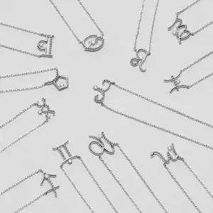 별자리 목걸이 데일리 목걸이 탄생석 얇은 팬던트 주얼리 선물 여자친구 펜던트 캐주얼 모티브 쇄골 실버