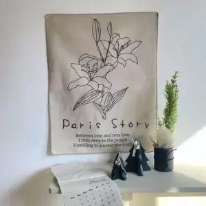 paris story 세로 백합 린넨 패브릭 포스터 48X37
