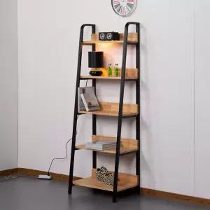 [우아미가구]보슬샘 철제 5단 600 원목 선반 장식장