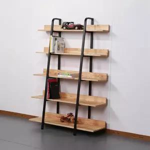 [우아미가구]보슬샘 철제 5단 1200 원목 선반 장식장