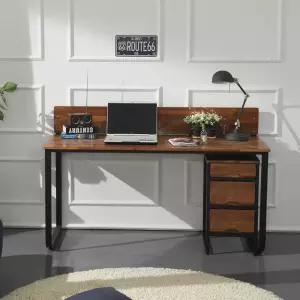 [우아미가구]로다 멀바우 원목 철제 책상 1500