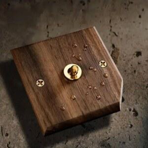 검은 호두 나무 토글 전등 스위치 소켓 더블 USB 영국 FR 레트로 전기 범용 황동 빈티지 패널