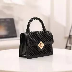 천진반 여친 미니 데일리룩 가방 미니백 젤리 pvc 펀칭 파우치 체인크로스 스퀘어 토트백 KUK5