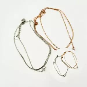 써지컬스틸 뱀줄 두줄체인 발찌 패션 악세사리 여성용 발찌 장신구 체인 발목줄 소모품