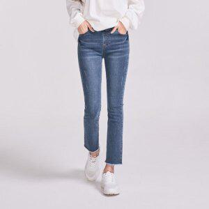 [진마니아]허리밴딩 연청 밑단수술 일자진 스판 청바지 빅사이즈 데님 팬츠 바지