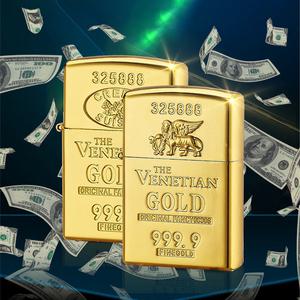 fooi KC인증 고급스러운 골드바 지포라이터 USB충전식 전자라이터 특이한선물 2종