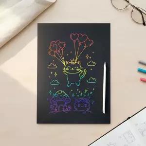 (대성문구) 스크레치 페이퍼 A5 세트(종이1매 스틱1개)/177031/무도안 나무펜포함 스크래치